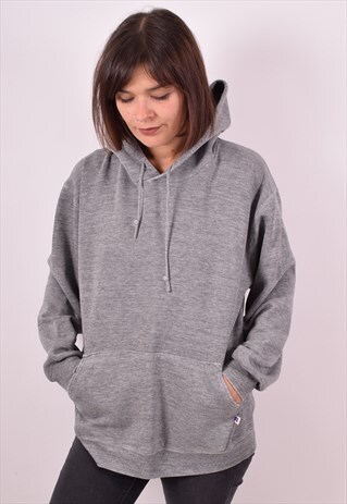 RUSSELL ATHLETIC WOMENS VINTAGE HOODIE JUMPER XL GREY 90S
