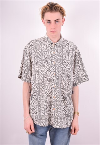 GUESS MENS VINTAGE CRAZY PRINT SHIRT LARGE MULTI 90'S