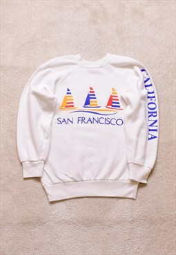 Women's Vintage 90s San Francisco White Print Sweater