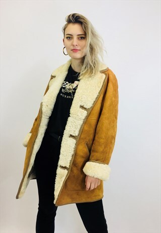 VINTAGE SUEDE SHEARLING SHERPA COAT