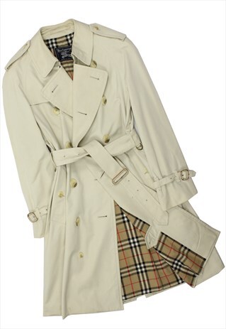 RARE BURBERRY 80S DOUBLE BREASTED CREAM TRENCH COAT