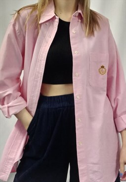 00's Vintage Shirt Pink Button-Up Cotton