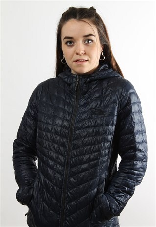 VINTAGE TNF THE NORTH FACE THIN PUFFER JACKET NAVY W/ LOGO