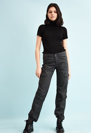 Y2K GRUNGE LOW WAIST CARGO TROUSERS
