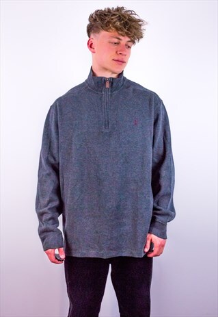 VINTAGE RALPH LAUREN 1/4 ZIP SWEATSHIRT IN GREY