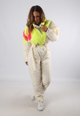 VINTAGE RODEO FULL SKI SUIT SNOW SPORTS NEON UK 12 (94O)