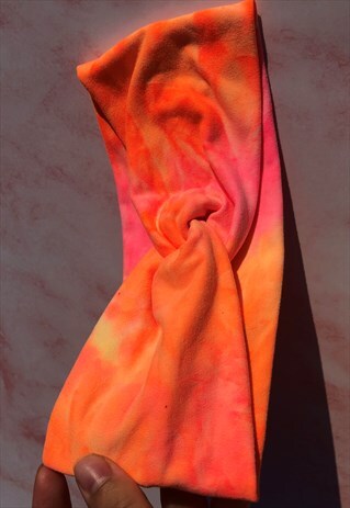 NEON ORANGE PINK KNOT COTTON HEADBAND