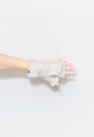 VINTAGE STYLE NEW MINK GREY SHEARLING GLOVES