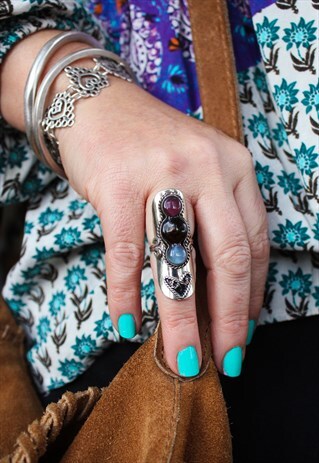 ADJUSTABLE AMETHYST GLASS RING