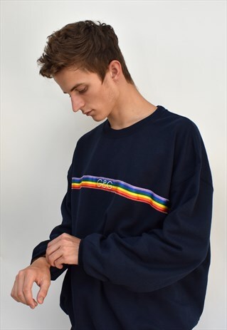 G&G UNISEX NAVY RAINBOW RIBBON SWEAT