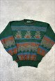 VINTAGE KNITTED JUMPER ABSTRACT PATTERNED KNIT SWEATER