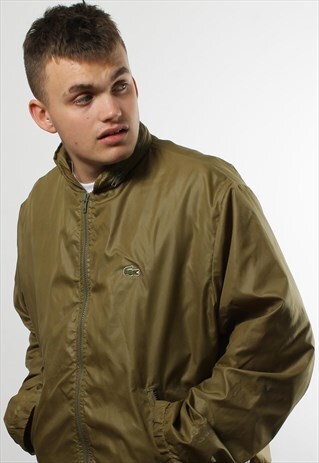 VINTAGE LACOSTE HOODED FULL ZIP KHAKI WINDBREAKER