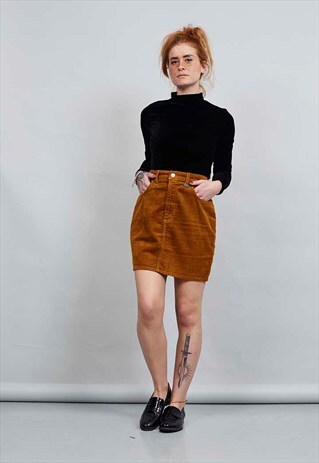VINTAGE 80'S LEVI'S PENCIL CORDUROY MINI SKIRT