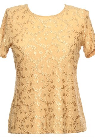 BEYOND RETRO VINTAGE GOLD NOTATIONS PRINTED TOP - S