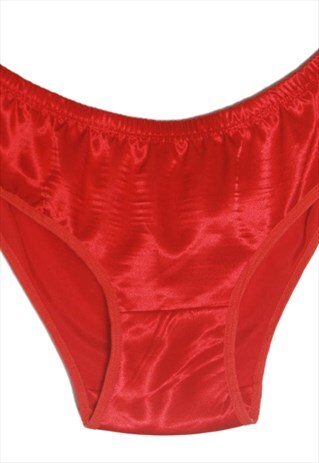 Bloody Red Sissy Satin High Waist Full Bum Knicker Underwear
