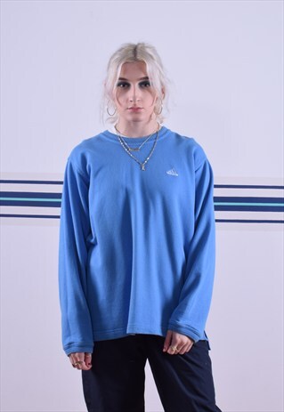 BRIGHT BLUE ADIDAS EMBROIDERED SWEATSHIRT