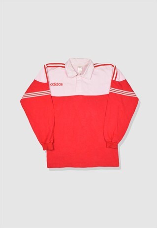 VINTAGE 90S ADIDAS EMBROIDERED COLOUR BLOCK RUGBY POLO SHIRT