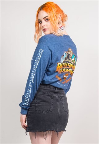 HARLEY-DAVIDSON VINTAGE 90'S BLUE LONG SLEEVE T-SHIRT