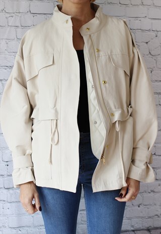 SHORT PARKA & QUILTED VEST SET - CREAM