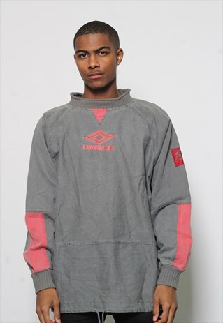 VINTAGE UMBRO DRILL TOP LOGO JACKET GREY