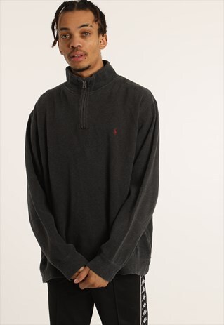 VINTAGE RALPH LAUREN EMBROIDERED LOGO 1/4 ZIP SWEATSHIRT