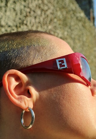 90S VINTAGE RARE NOS FENDI BIG LOGO RED SUNGLASSES