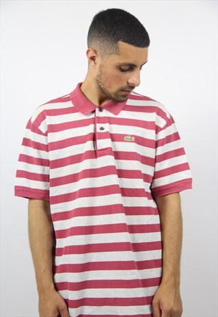 VINTAGE LACOSTE STRIPED PINK POLO SHIRT