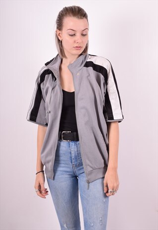ADIDAS WOMENS VINTAGE HOODIE JACKET XXL GREY 90'S