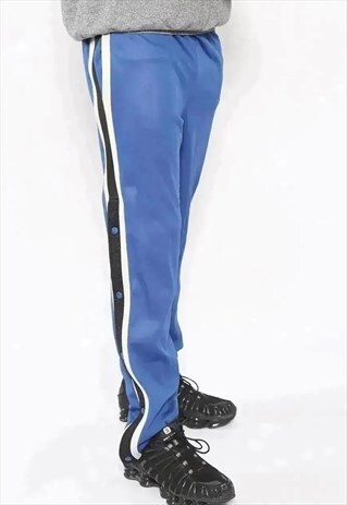 VINTAGE FILA LOGO TRACK BOTTOMS POPPERS TROUSERS BLUE