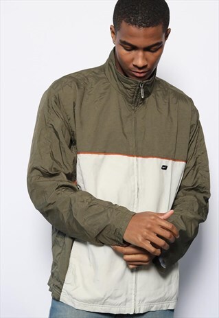VINTAGE NIKE LOGO TRACK JACKET BEIGE GREEN