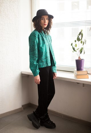 VINTAGE 80'S GREEN PATTERNED JACKET