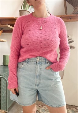 Vintage 90's Barbie Pink Knit Jumper - S/M