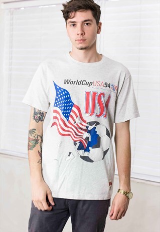 VINTAGE WORLD CUP USA 94 T-SHIRT 90S L 8.0