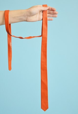 VINTAGE 70'S RETRO MOD REAL LEATHER SLIM TIE