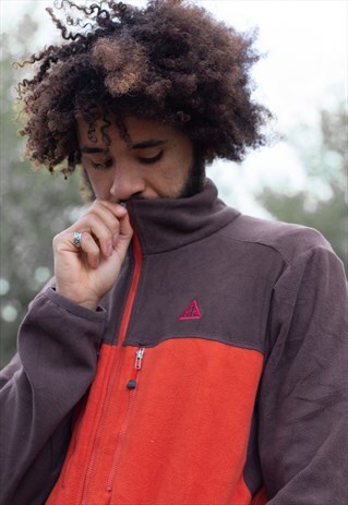 VINTAGE 90S NIKE ACG EMBROIDERED LOGO FLEECE JACKET ORANGE