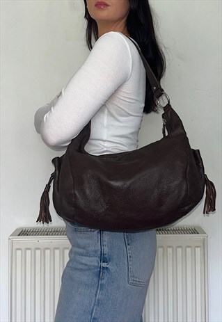 Brown Slouchy Leather Vintage Shoulder Bag