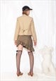 VINTAGE BLAZER Y2K BUTTONED FITTED JACKET IN BEIGE