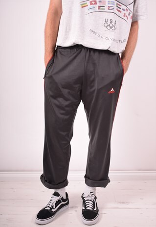 ADIDAS MENS VINTAGE TRACKSUIT TROUSERS W30 L31 GREY 90S