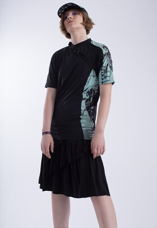 BLACK TURTLENECK LYCRA SPORT T-SHIRT
