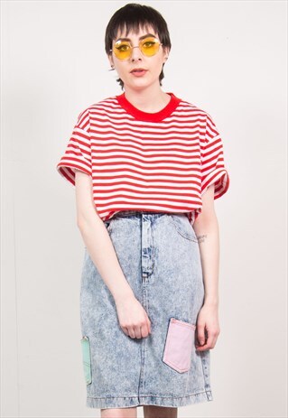 VINTAGE 90'S ACID WASH DENIM PENCIL SKIRT