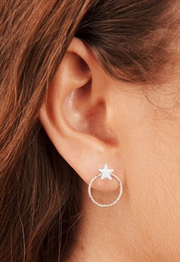 Moon and Star Stud Earrings and Ear Jackets Sterling Silver