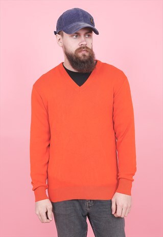 VINTAGE ORANGE V-NECK JUMPER /R2001