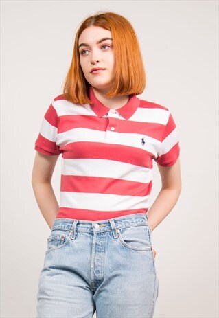 90'S PINK STRIPE RALPH LAUREN POLO T-SHIRT