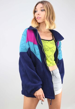 VINTAGE 90S OVERSIZED ZIP UP FESTIVAL FLEECE