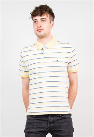 TOMMY HILFIGER YELLOW STRIPE POLO SHIRT T-SHIRT