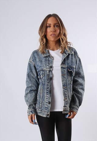 LEVIS DENIM JACKET ACID WASH OVERSIZED FITTED 14 - 16 (54H)