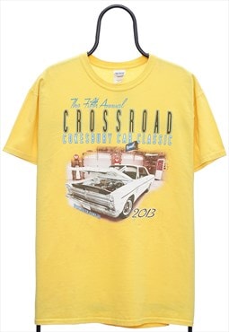 Vintage Crossroad Cars Graphic Yellow TShirt Womens