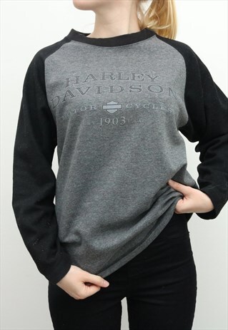 HARLEY DAVIDSON - GREY SPELLOUT CREWNECK JUMPER - MEDIUM