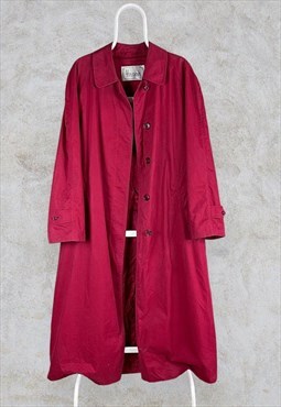 Vintage Harrods Trench Coat Red UK 14
