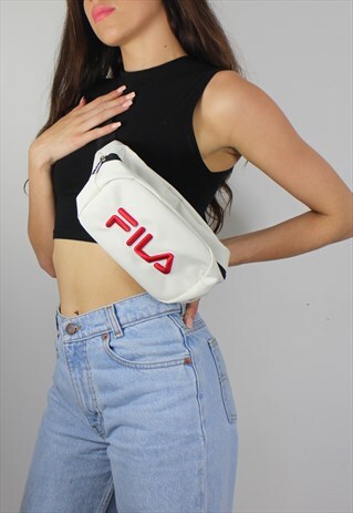 VINTAGE FILA FESTIVAL BUMBAG CROSS BODY BAG IN CREAM BEIGE